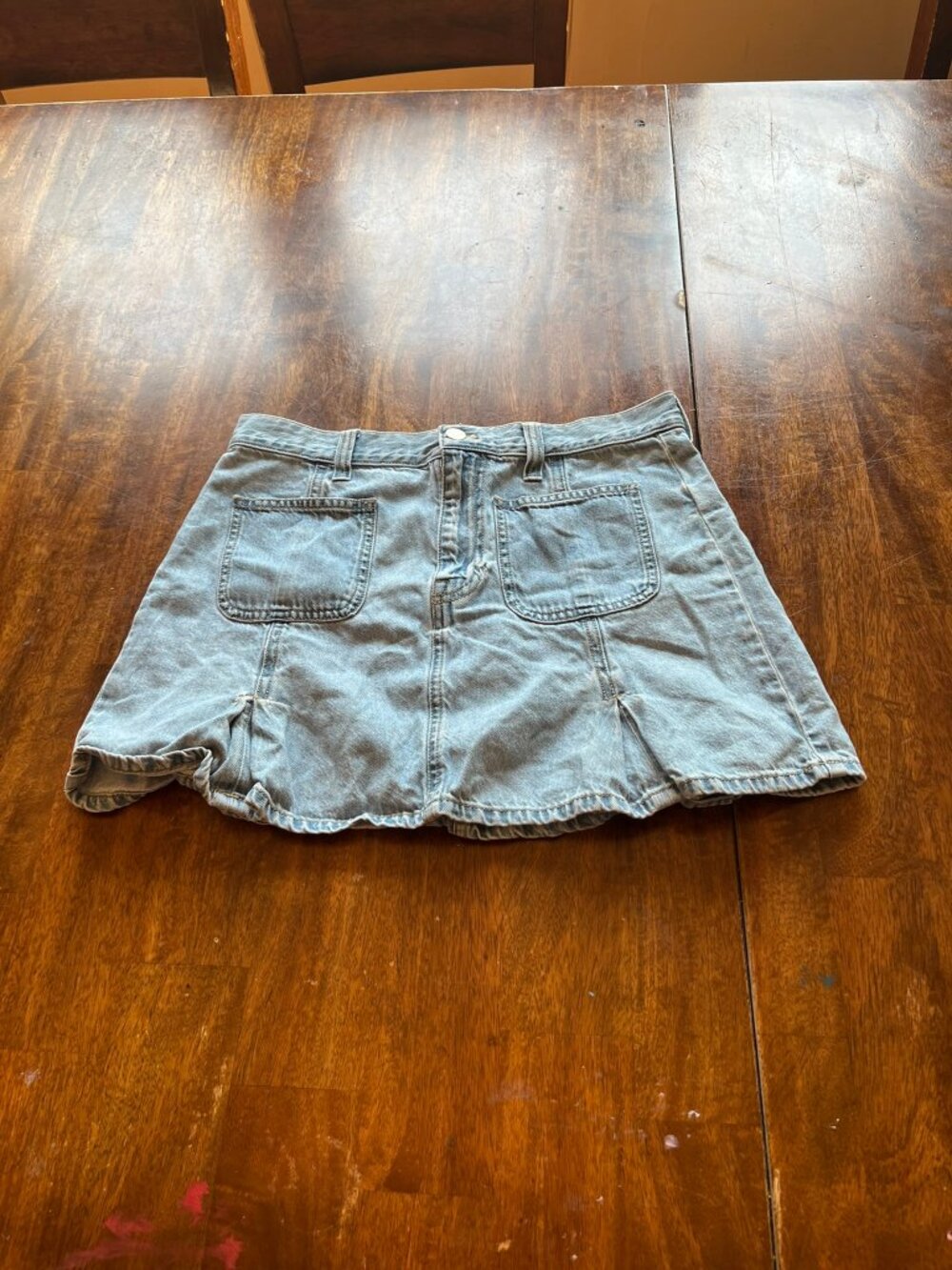 Madewell Denim Mini Skirt Patch Pocket Sz 26 *Tear